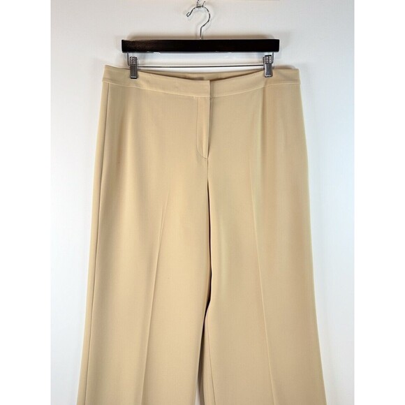St John Women Dress Pants Beige Wide Leg Trouser High Waisted Preppy Size 14 - Picture 5 of 10